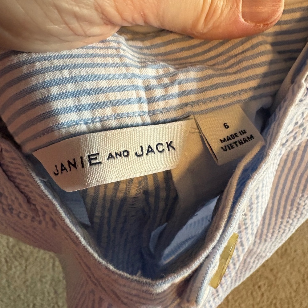 Janie and Jack Light Blue Seersucker Boys Shorts